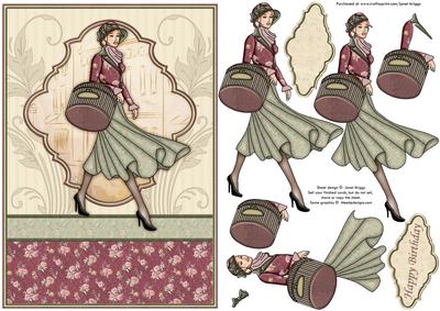 Vintage Shopping Lady Topper & Decoupage