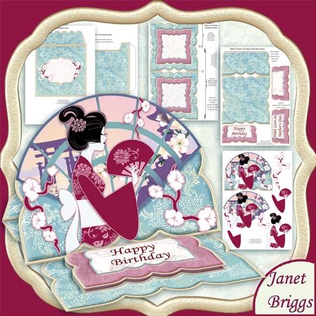 Oriental Fan Over the Edge Easel Card Kit