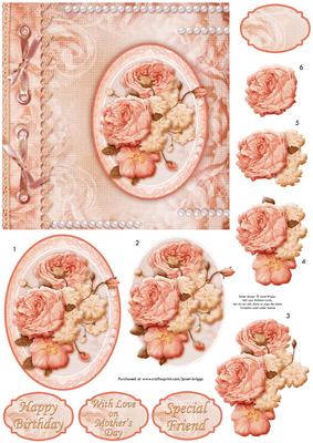 Shabby Chic Peach Florals Topper & Decoupage