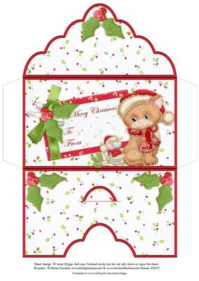 Christmas Money Wallet Envelope Mistletoe Cat & Mouse