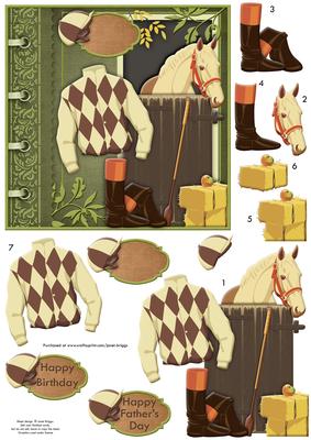 Horse Racing Gear Card Topper & Decoupage