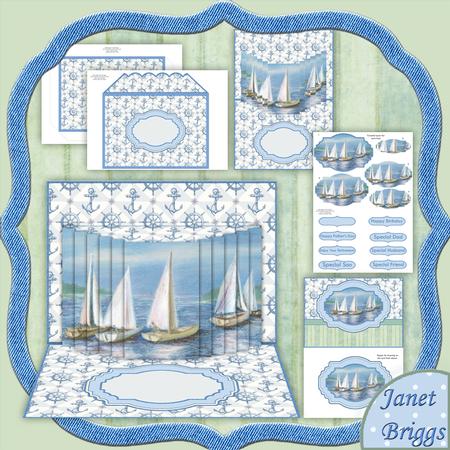 Pop Up Scene Boats 3D Card Kit
