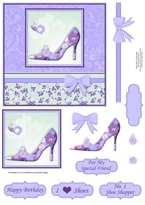 Shabby Chic Shoe Lilac Quick Card