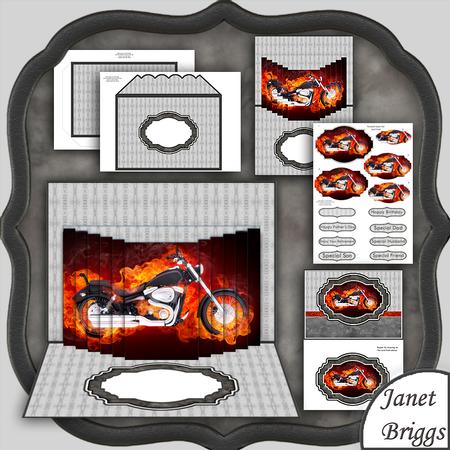 Pop Up Scene Motorbike 3D Card Kit