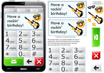 Mobile Phone Rockin' Birthday Quick Card