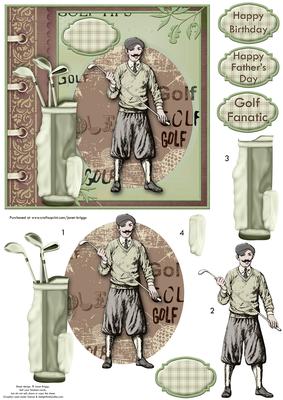 Vintage Golfer Card Topper & Decoupage