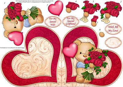 Bertie's Bouquet Heart Shape Card & Decoupage