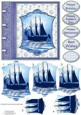 Ships in the Night Male Birthday Card Topper