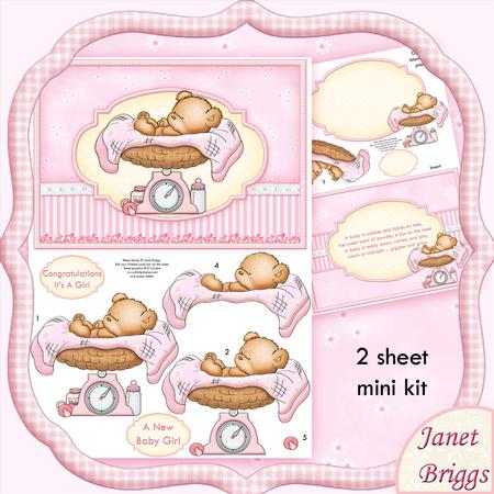 Baby Girl Bear Scales Decoupage Mini Kit