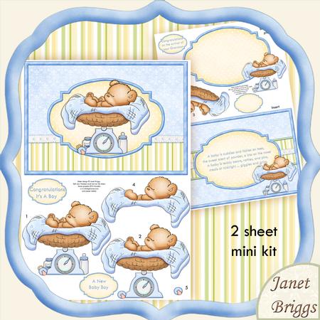 Baby Boy Bear Scales Decoupage Mini Kit