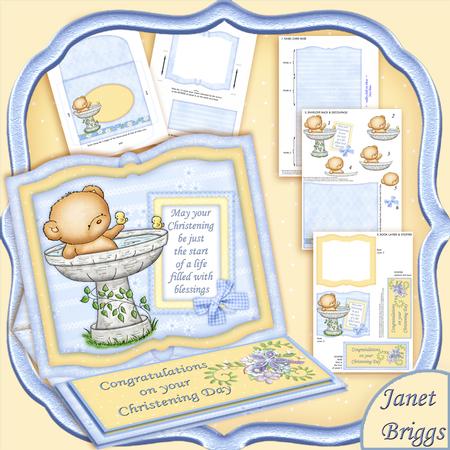 Christening Boy Bathing Baptism Bear Open Book Easel Kit