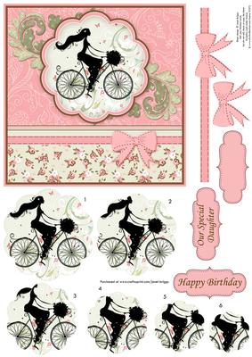 Elegant Cyclist Card Topper & Pyramage