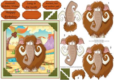 Long in the Tooth Mammoth Birthday Topper & Decoupage