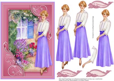 Lady in Cottage Garden Topper & Decoupage