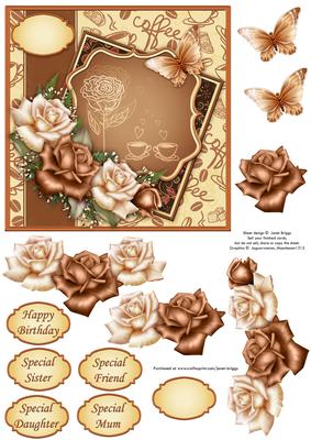 Coffee and Roses Card Topper & Decoupage