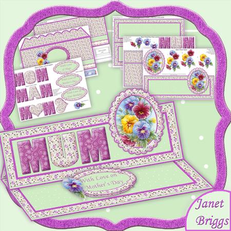 Pansies Easel Card Kit for Mum Mom or Mam