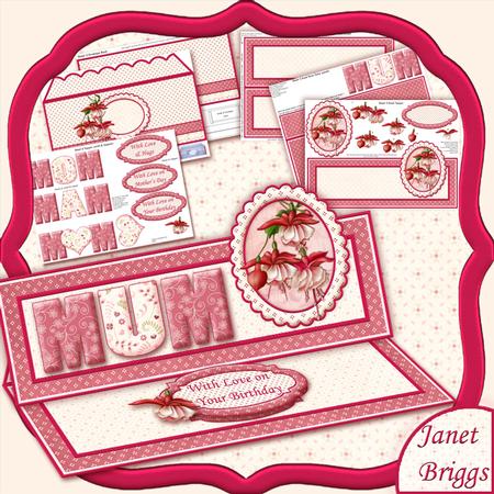 Fuchsias Easel Card Kit for Mum Mom or Mam