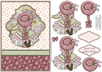 Good Luck Clover Girl or St Patrick's Day Decoupage