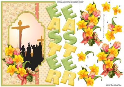 Easter Over the Side Cross & Daffodils