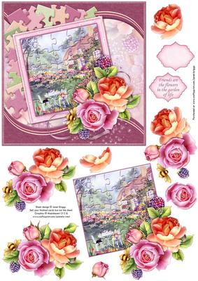 Cottage Garden Jigsaw Card & Decoupage