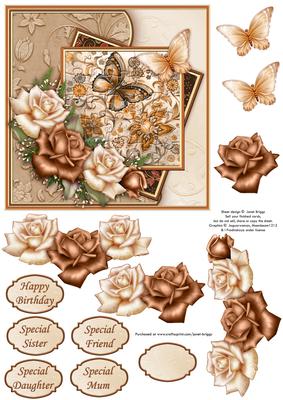 Brown Florals Jigsaw Card & Decoupage