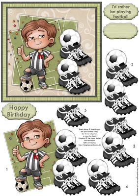 Soccer Star Black White Topper & Decoupage Football Fans
