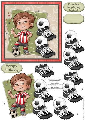 Soccer Star Red & White Topper & Decoupage Football Fans