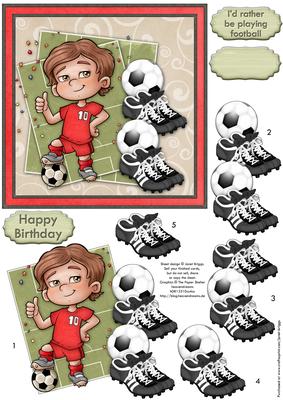 Soccer Star Topper & Decoupage Red & White Football Fans