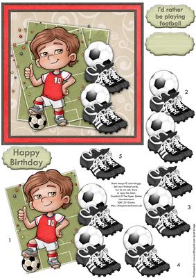 Soccer Star Red & White Topper & Decoupage Football Fans