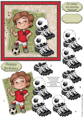 Soccer Star Topper & Decoupage Red & White Football Fans