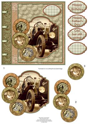 Vintage Racing Car Steampunk Male Birthday Quick Card