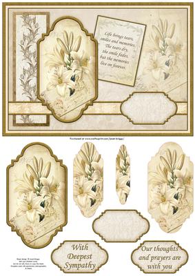 Vintage Sympathy Lilies Card Topper & Pyramage
