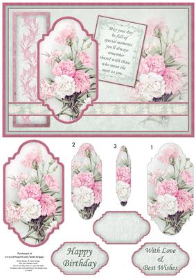 Vintage Carnations Card Topper & Pyramage
