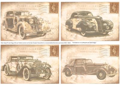 Vintage Cars 4 Vintage Postcard Toppers