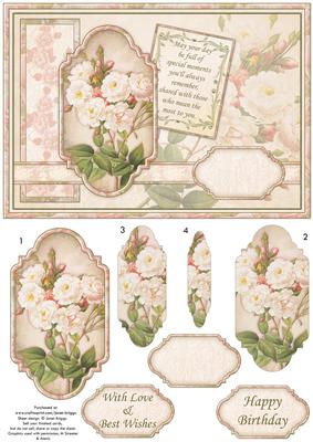 Vintage White Roses Card Topper & Pyramage
