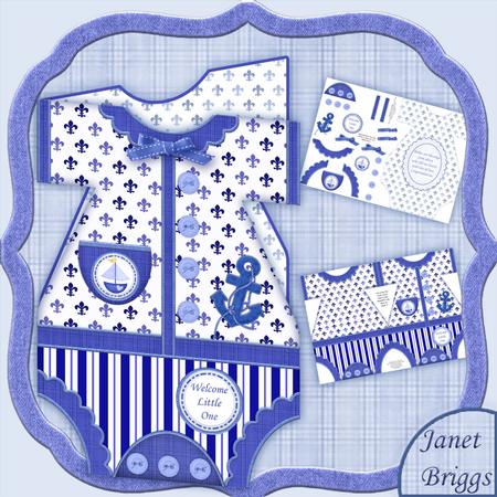 Baby Boy Sailor Suit Shaped Card Mini Kit