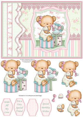 Girls Together Female Birthday or Mother's Day Decoupage