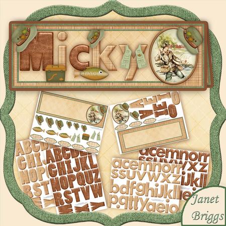 Create Any Name Vintage Fishing Card Kit & Decoupage