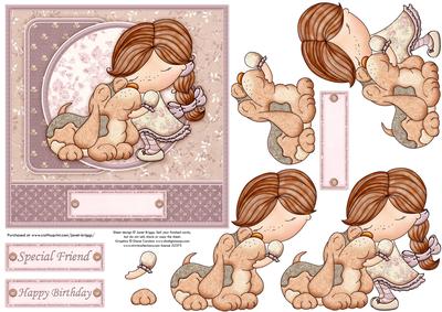 Daisy & Basset Hound Card Topper & Decoupage