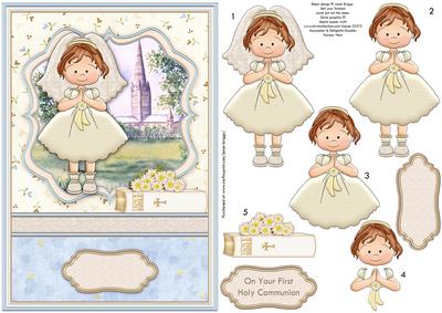 First Holy Communion Girl & Bible Topper & Decoupage
