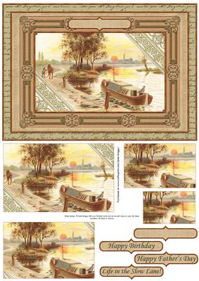 Vintage Barge Male Birthday Card Topper