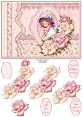 Vintage Lady & Best Friend Topper & Decoupage
