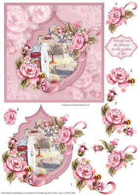 Lady in Flower Garden Card Topper & Decoupage