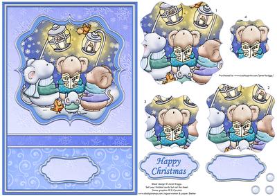 Christmas Merry Mice Carollers Card Topper & Pyramage
