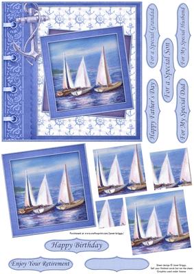 Vintage Sailing Boats Card Topper & Pyramage
