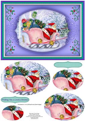 Vintage Christmas Santa's Sleigh Quick Card