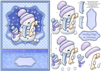 Christmas Snowman Notes Card Topper & Decoupage