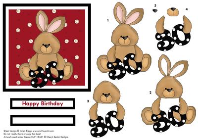 30th Birthday Bunny Decoupage