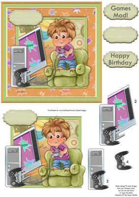 Mad About Video Games Card Topper & Decoupage