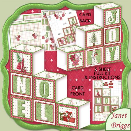 Christmas Noel Blocks Card 5 Sheet Full Kit